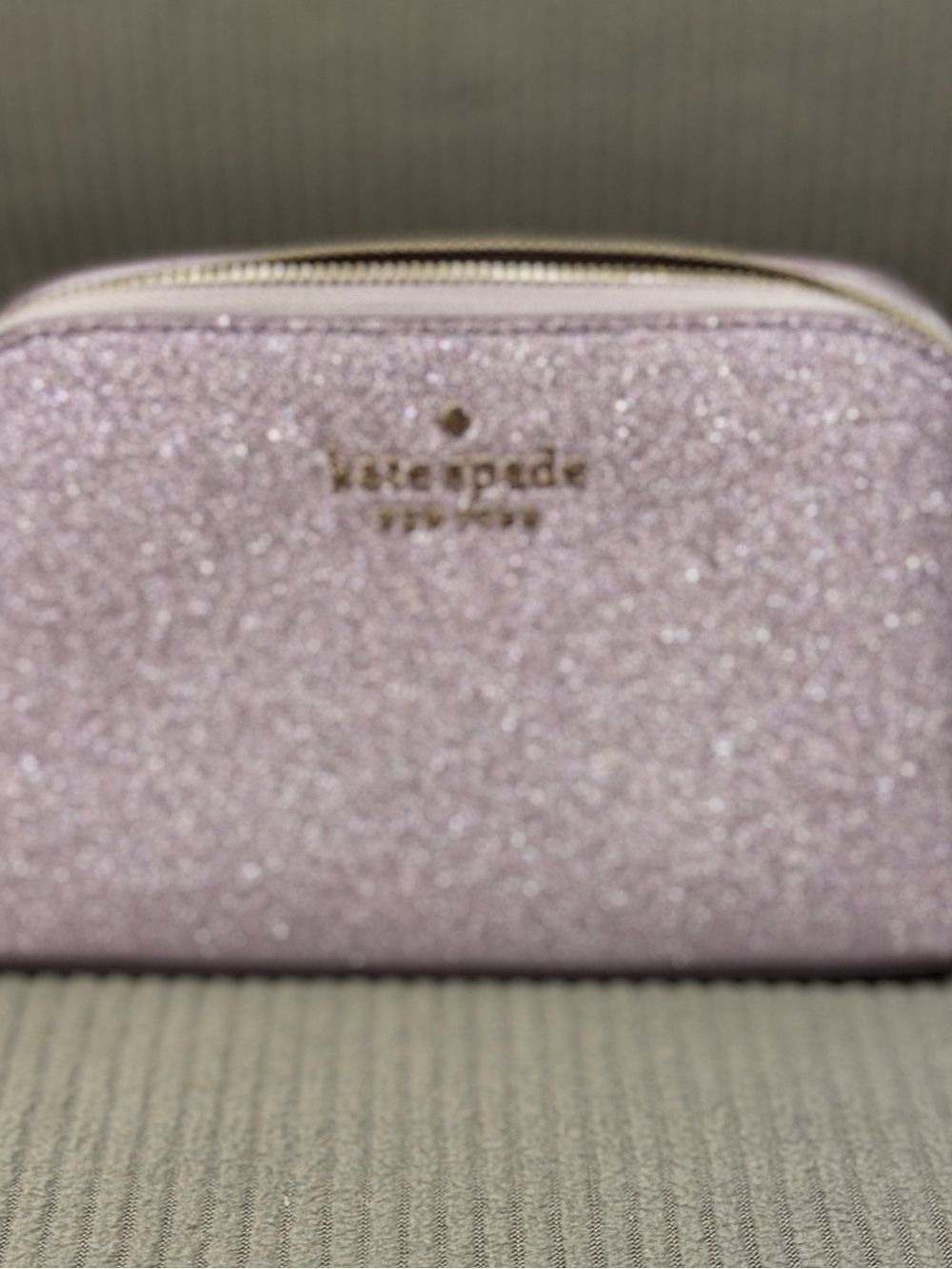 Kate Spade Glitter Cosmetic Pouch in light purple